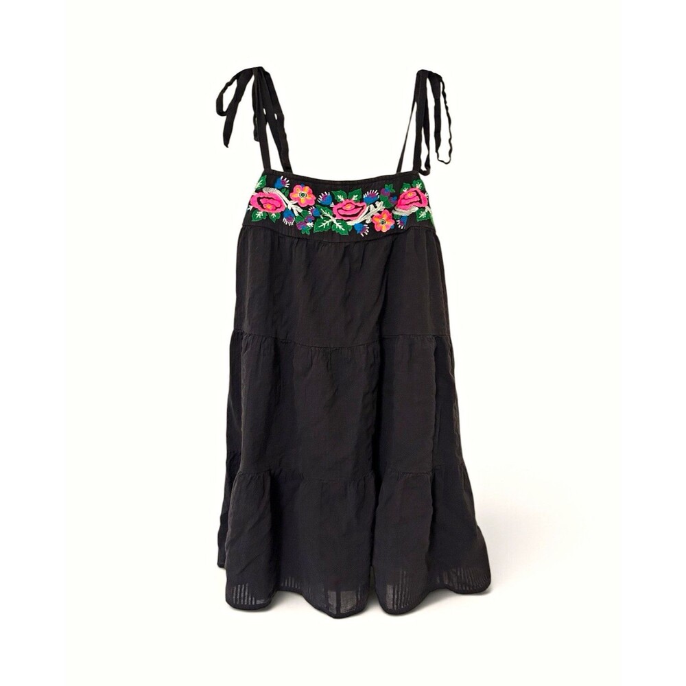 Urban Outfitters Light Grey Floral Embroidered Square Neck Midi Sundress